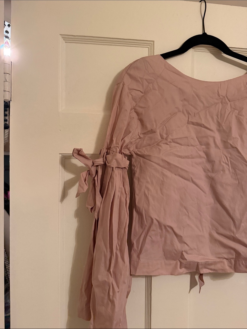 Free People Dusty Rose Tie-Sleeve Blouse